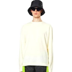 NWT RAINS Water Resistant Crewneck Fleece Sweatshirt Fossil Off-White Unisex S